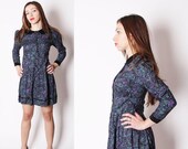 Vintage 1990s Soft Grunge Blue and Purple Paisley Floral Babydoll Dress / Grunge Dress / Blue Floral Dress / Dress / Dresses /1765