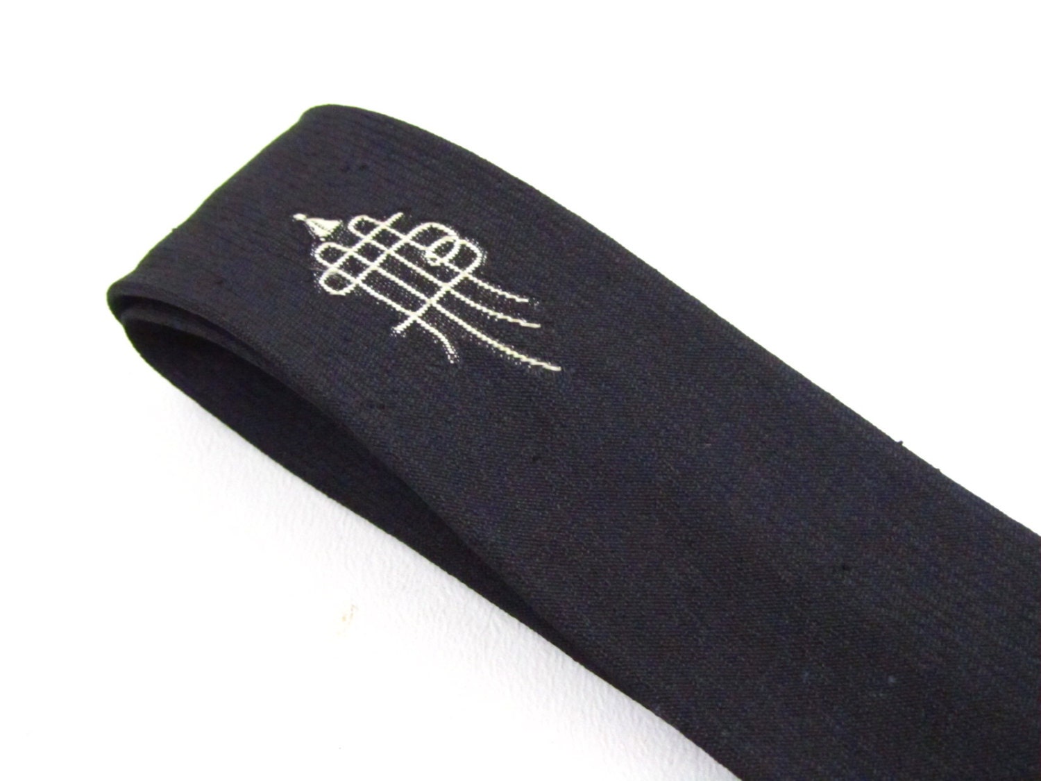 Vintage 1950s 1960s Skinny Tie Black & White