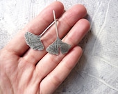 EARRINGS sterling silver contemporary jewelry nature ginkgo biloba - Flora Collection