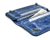 RETROMODERN aged leather iPhone wallet - - SAPPHIRE