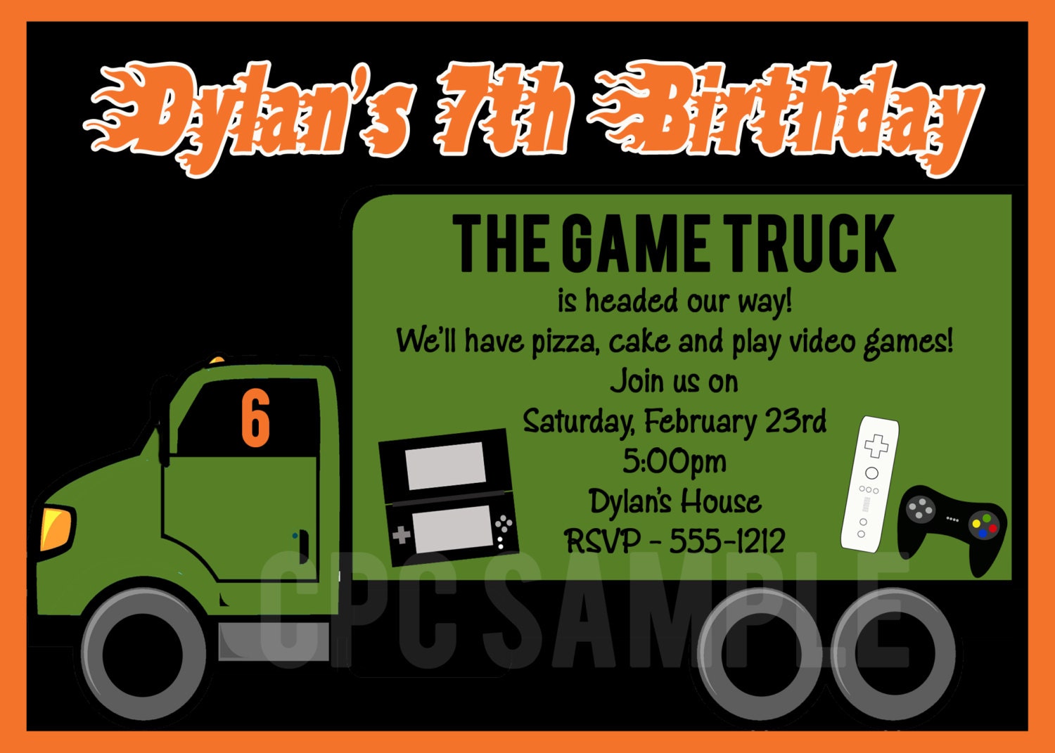 Video Game Birthday Party Invitation , Game Truck Video Game Invitation , Video Game Party Printable or Printed Il_170x135