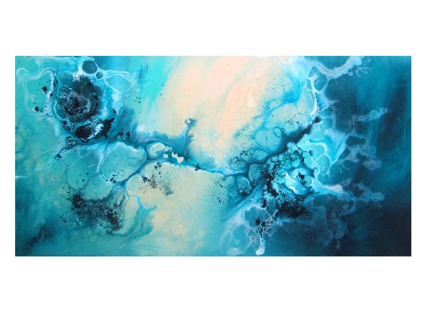 Modern Abstract Giclee Print on Fine Art Paper of Original Painting "Wind Song" by R Schoeffel. 20x10.