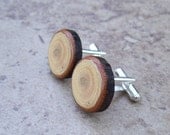 Rustic Wood Cufflinks - Pecan Tree Branch Wooden Cufflinks - 819