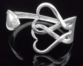 Fork Bracelet, Eco Friendly Recycled Silverware Jewelry in Intertwining Hearts Design Number Two
