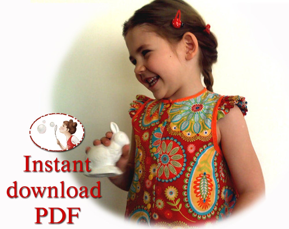 Baby Top Sewing Pattern . Digital Download . Girl sewing pattern . Sewing tutorial . Blouse . PDF.  sizes 12 Months to 6T . 86EU to 116Eu