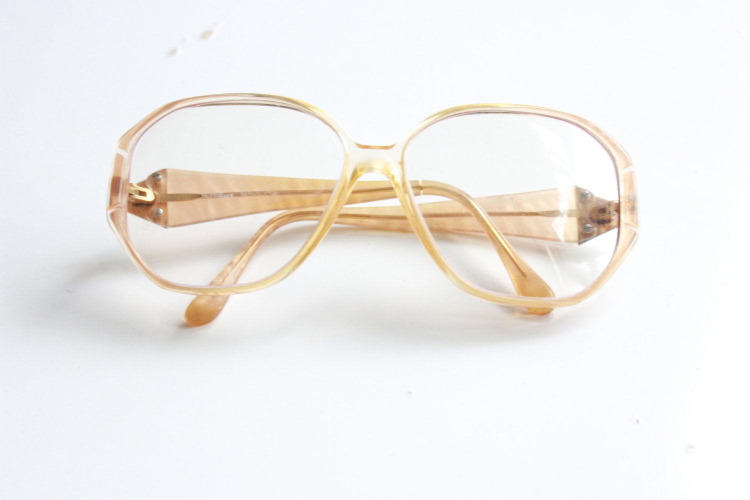 60s Glasses Oversized Frame  - Octagon Frame - Prescriptive Lenses - Oversized Lenses - Made in France - Enamel Arms - Bridged -