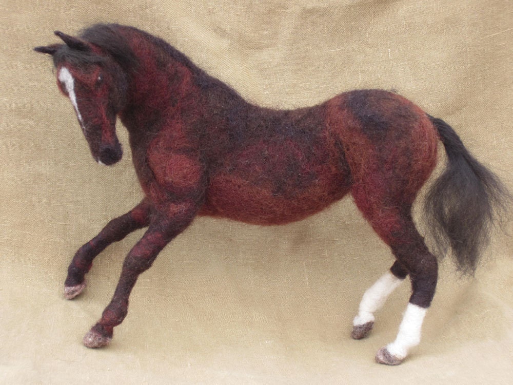 Custom horse portrait needle felted  pet memorial gift for you or your horse lover by Noelle Stiles