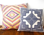 Sunset Rainbow Pillow - 20 X 20" - Poppy / Navy / Ocean / Lemon / Fuchsia - Cotton Linen
