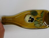 Unique Wall Hanging Glass Kiln Fired Wine Bottle with Dried Pansy attached