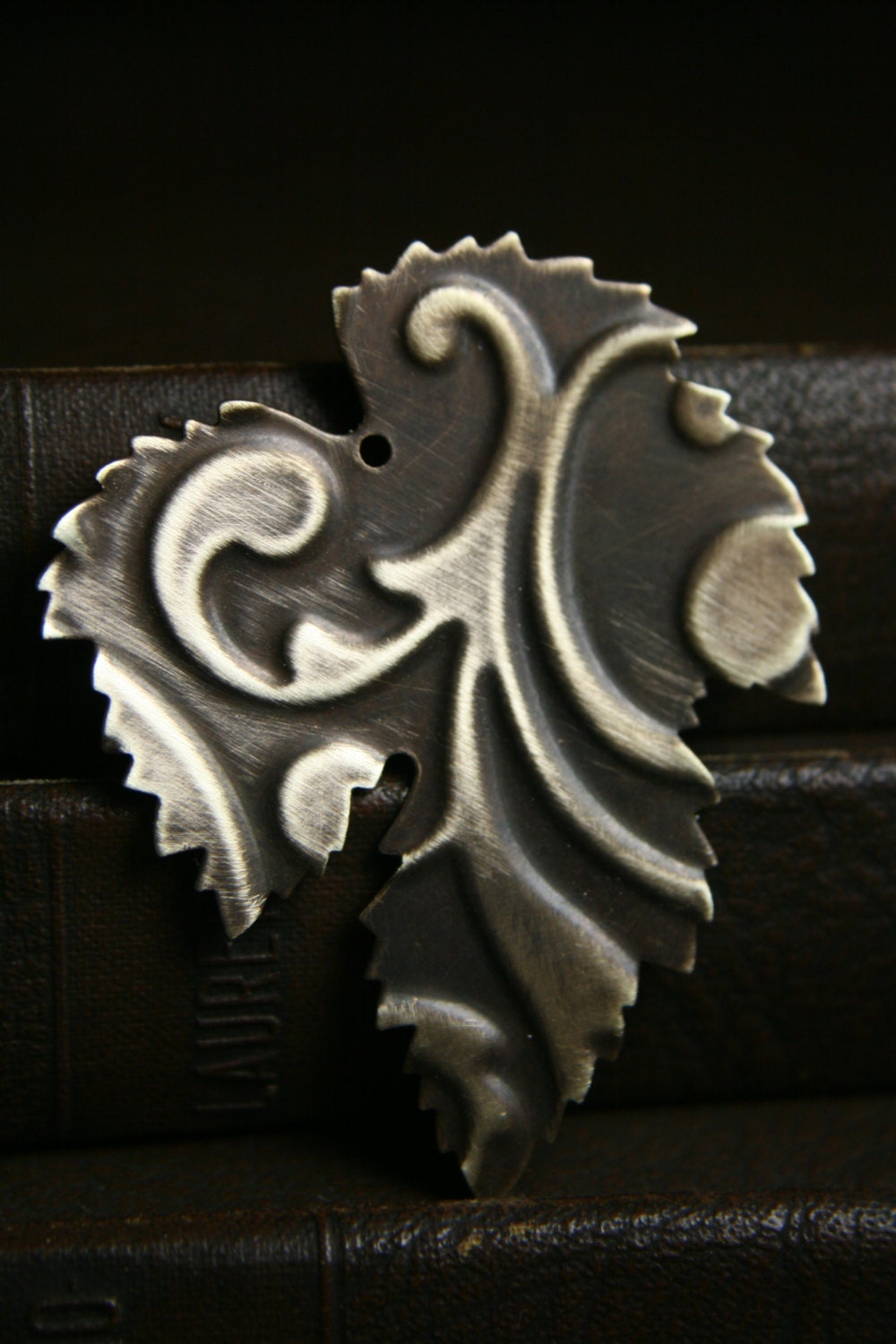 embossed maple leaf - raw metal - as seen in Bead-It Today Magazine