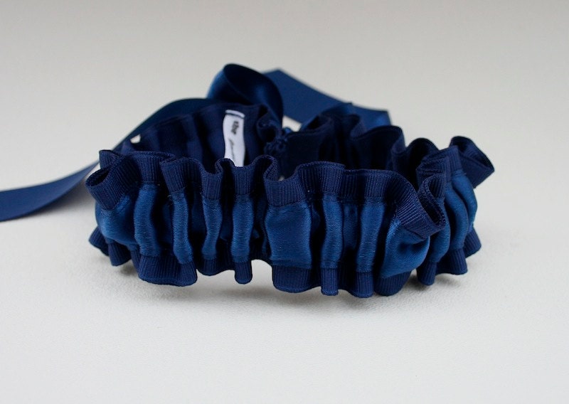 Wedding Garter Set - Navy Blue Bridal Garter Set - Sample Sale