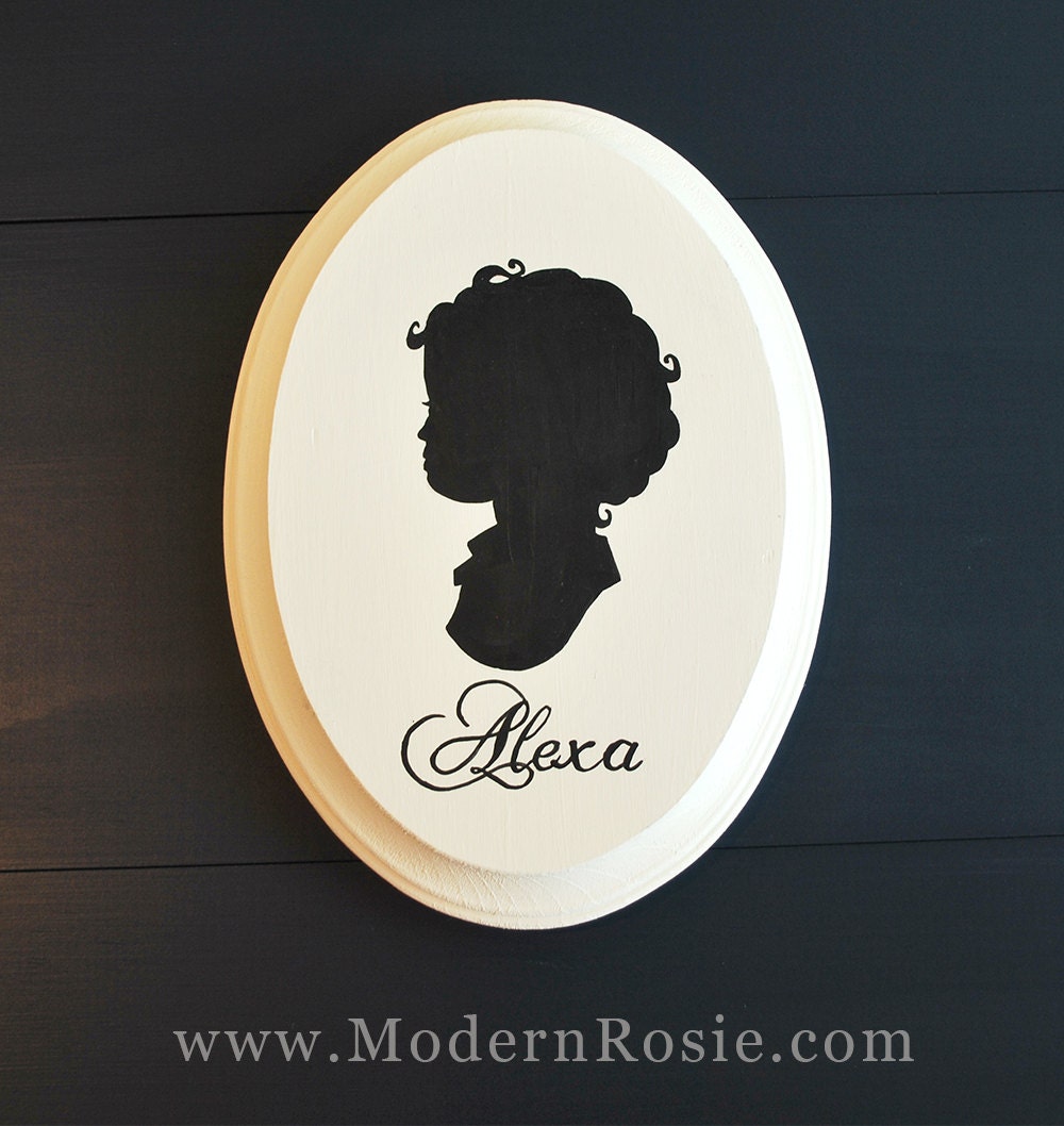 Hand Painted Custom Silhouette on 5x7 Oval Pine Plaque