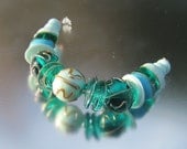 Handmade artisan lampwork beads - Sea Foam