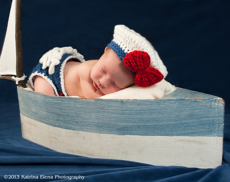 Newborn Sailor Girl Photo Prop/Sailor Prop/Nautical Newborn Prop/ Newborn Photo Prop/ Ruffle Diaper Cover