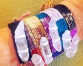 Crystal quartz & Drusy point pendant on Woven Friendship Bracelet
