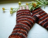 Hand Knit Women's  Wool Hand Warmers - Fingerless Gloves With Thumb -Warm and Soft - Beautiful Colors