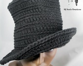 Black Crochet Ridged Fedora with Wide Brim
