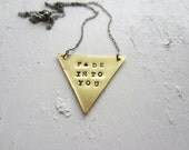Triangle Necklace Geometric Jewelry Hand Cut Triangle Pendant Necklace Hand Stamped Jewelry  Modern Brass Jewelry Triangle Jewelry