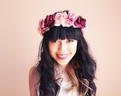 rose crown headband hair wreath - santa monica, romantic statement headpiece, large flower crown, oversized, woodland.