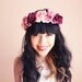rose crown headband hair wreath - santa monica, romantic statement headpiece, large flower crown, oversized, woodland.