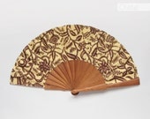 Wooden fan - Brown branches wax print