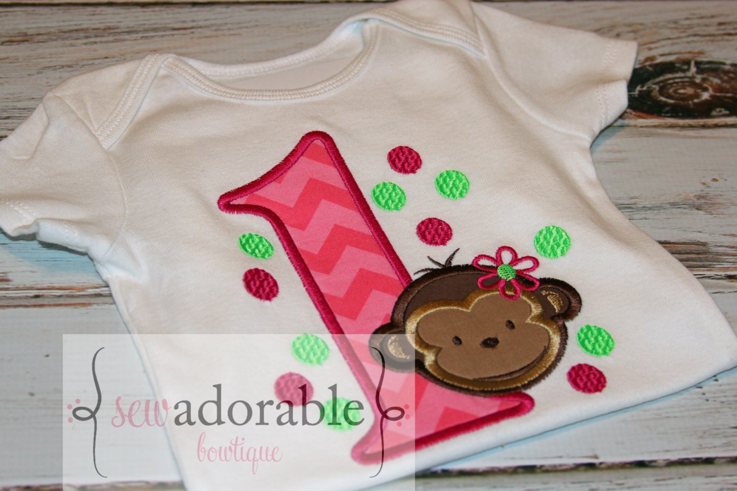 First Birthday Monkey Onesie - FREE MONOGRAMMING