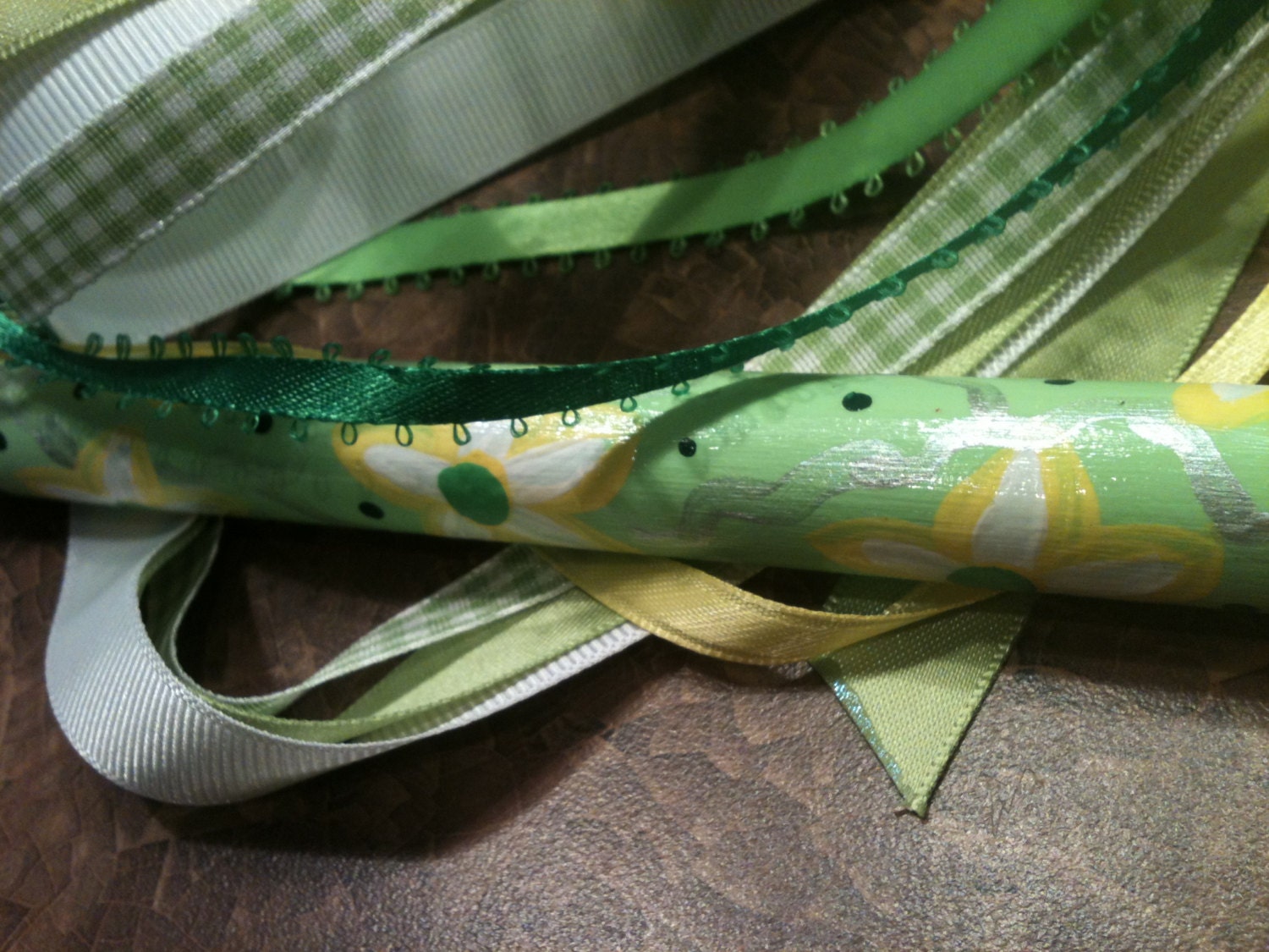 Hand Painted Ribbon Imagination Wand Fairy Princess Wizard / Teacher Daisy Design