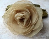 Wedding Hair Flower - Champagne Chiffon Rose Hair Flower, David Tutera Fabric, Bridal Accesory, Made To Order
