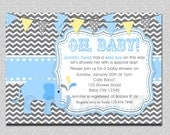 Elephant Chevron Baby Shower Invitation Elephant Baby Shower Invitation Printable Il_170x135