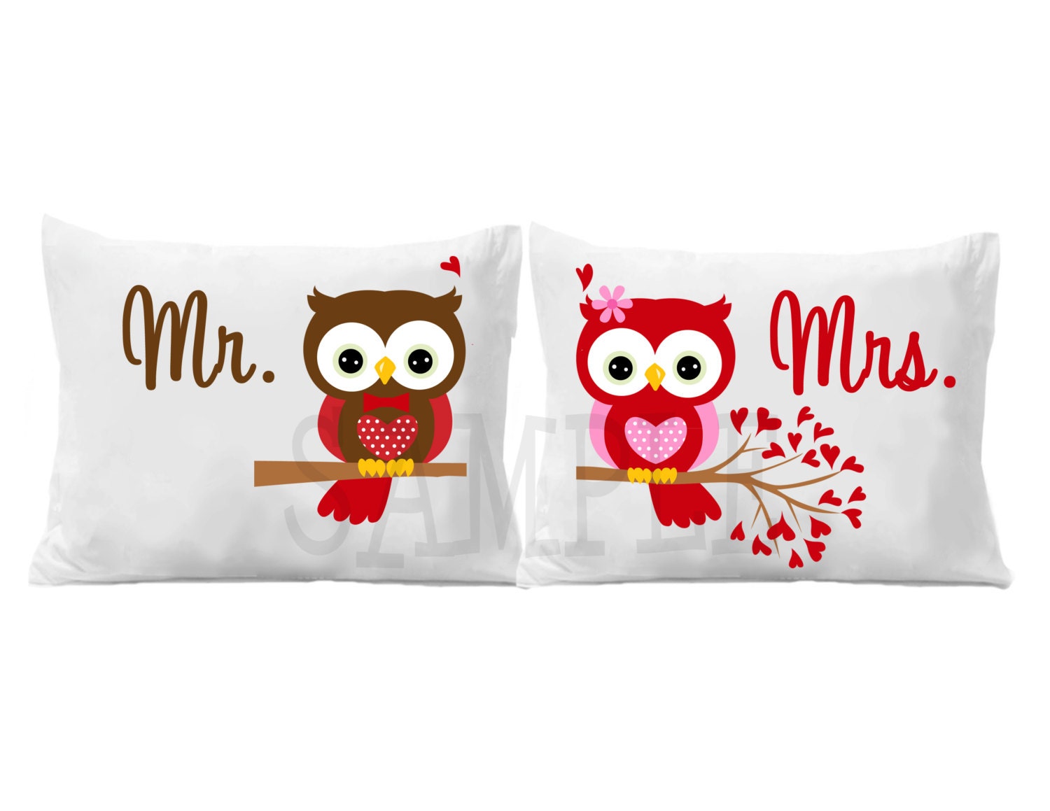 Mr. and Mrs. Personalized Owl Pillowcase Personalized Pillow Case Il_170x135