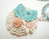 Irish Crochet Lace Jewelry (Lace Fantasia 6-b) Fiber Art Jewelry Pendant Necklace