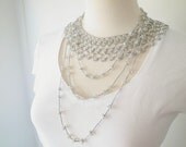 Crochet Lace Jewelry (Byzance II) Necklace Fiber Art Necklace Statement Necklace