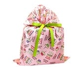 Large Pink Birthday Bag with Birthday Cakes and Candles