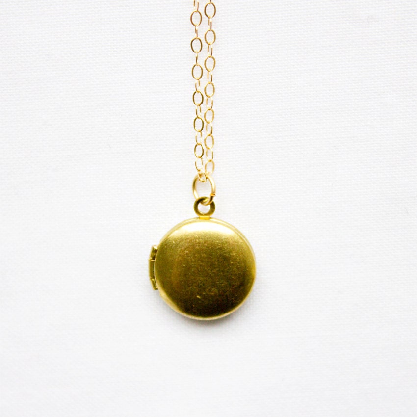 EDITH // Gold Vintage Brass Locket Necklace on a Gold Filled chain - everyday vintage jewellery