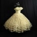 RESERVED Vintage 1950's 50s STRAPLESS Bombshell Cupcake Lemon Yellow Chiffon Tulle Circle Velvet Skirt Party Prom Wedding Dress