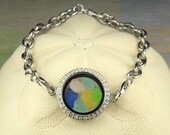 Memory Locket Sea Glass Bracelet with GENUINE Rare Sea Glass Gems