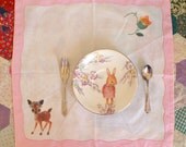 Flower Deer Decorative Vintage Illustrated Placemat or Napkin