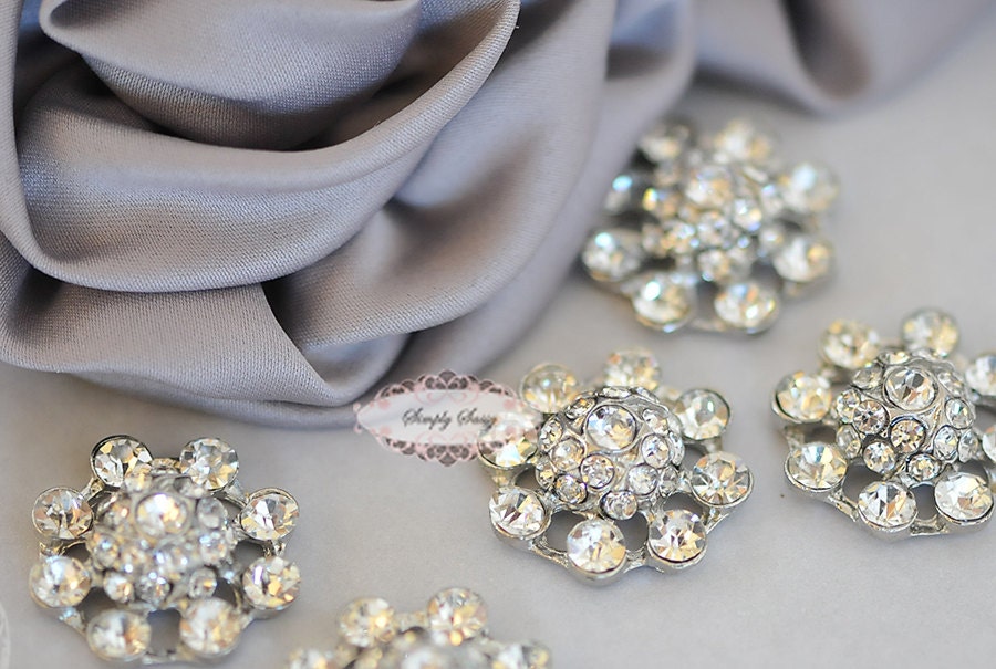 Rhinestone Button - 10pcs Rhinestone Crystal Button - Rhinestone Button - Metal Button  - Rhinestone Flatback Embellishments