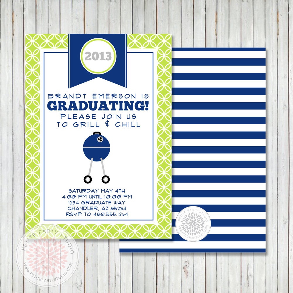 Printable Gradutation or Birthday Party Invitation - BBQ Grilling Graduation Party Digital Invite - by Petite Party Studio Il_170x135