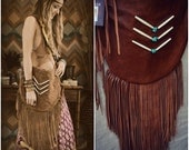 GYPSY Traveler Boho Bag /// Caramel /// Large Genuine Leather Fringe Tote Tribal Bag