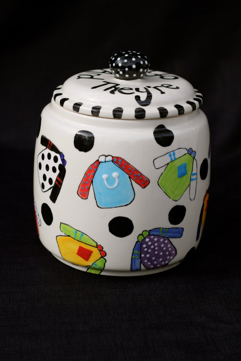 Jockey silks canister/ cookie jar