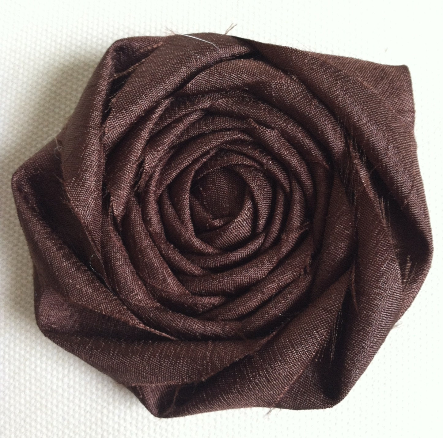 Chocolate Brown Wedding Fabric Flower Rosette in Pink 3 inches