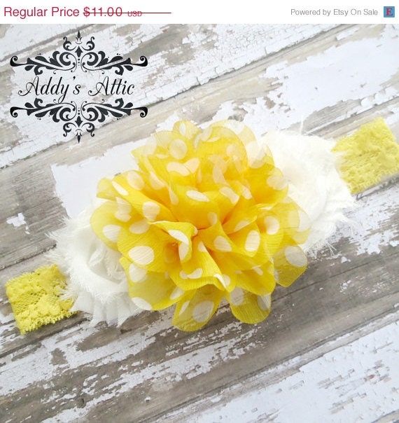 25% OFF Baby Headband..Yellow Headband..Newborn Headband..Toddler Headband..Chiffon Headband