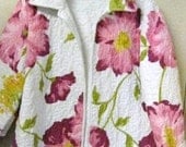 Handmade Machine Quilted Floral Jacket L-XL-"One of a Kind Design"