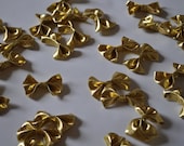 40 Antique Vintage Gold Ribbon Bows Bowties Scrapbook, Craft, Wedding, or Accessory Embellishment Mixed Media Supply