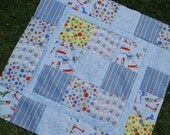 COUTURE Stroller / Pram Blanket. Riley Blake, Scoot by Deena Rutter. Minky back. 30x30 QUILTED.