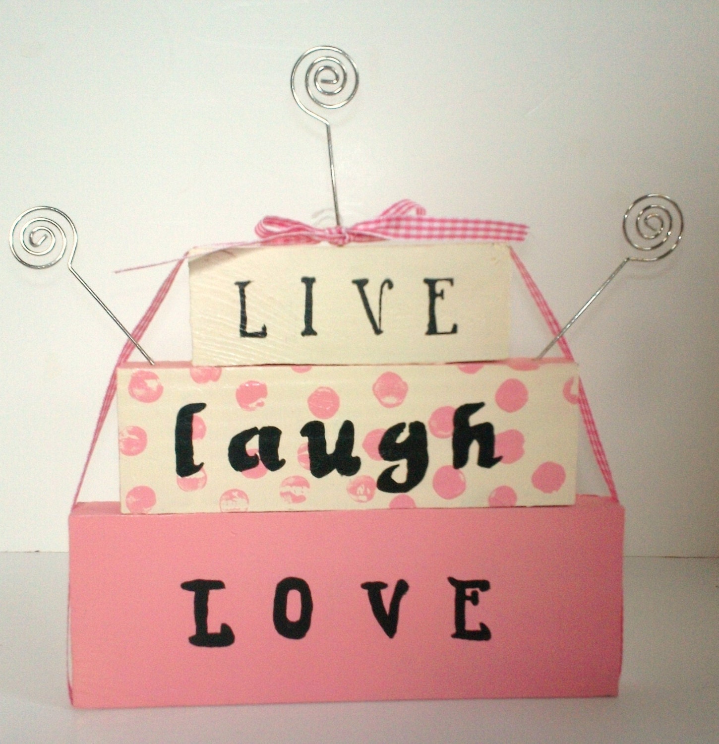 Photo stand sign "Live Laugh Love"