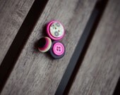 Pink and Brown Button Magnets (Set of Three)