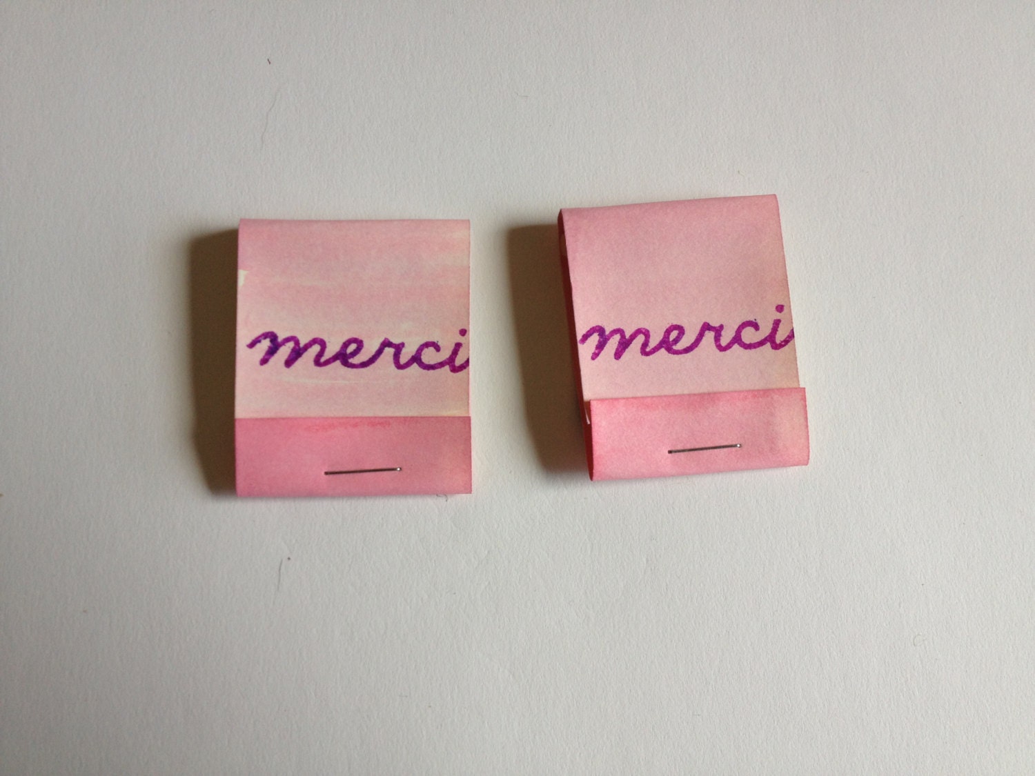 Merci Pink Ombre Watercolor Matchbooks - Set of 2 - Party or Wedding Favors