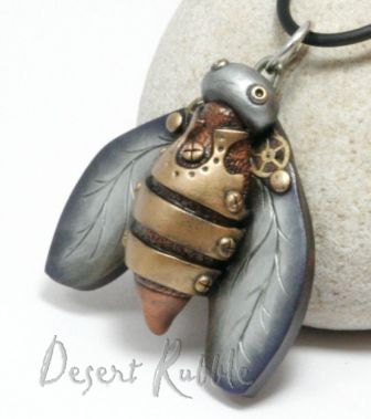 Bee Jewelry Steampunk Style Pendant Industrial Wings Copper